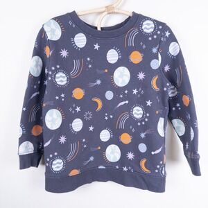 Cat & Jack Space Print Sweatshirt Kids 4T Gray Planets Stars Pullover